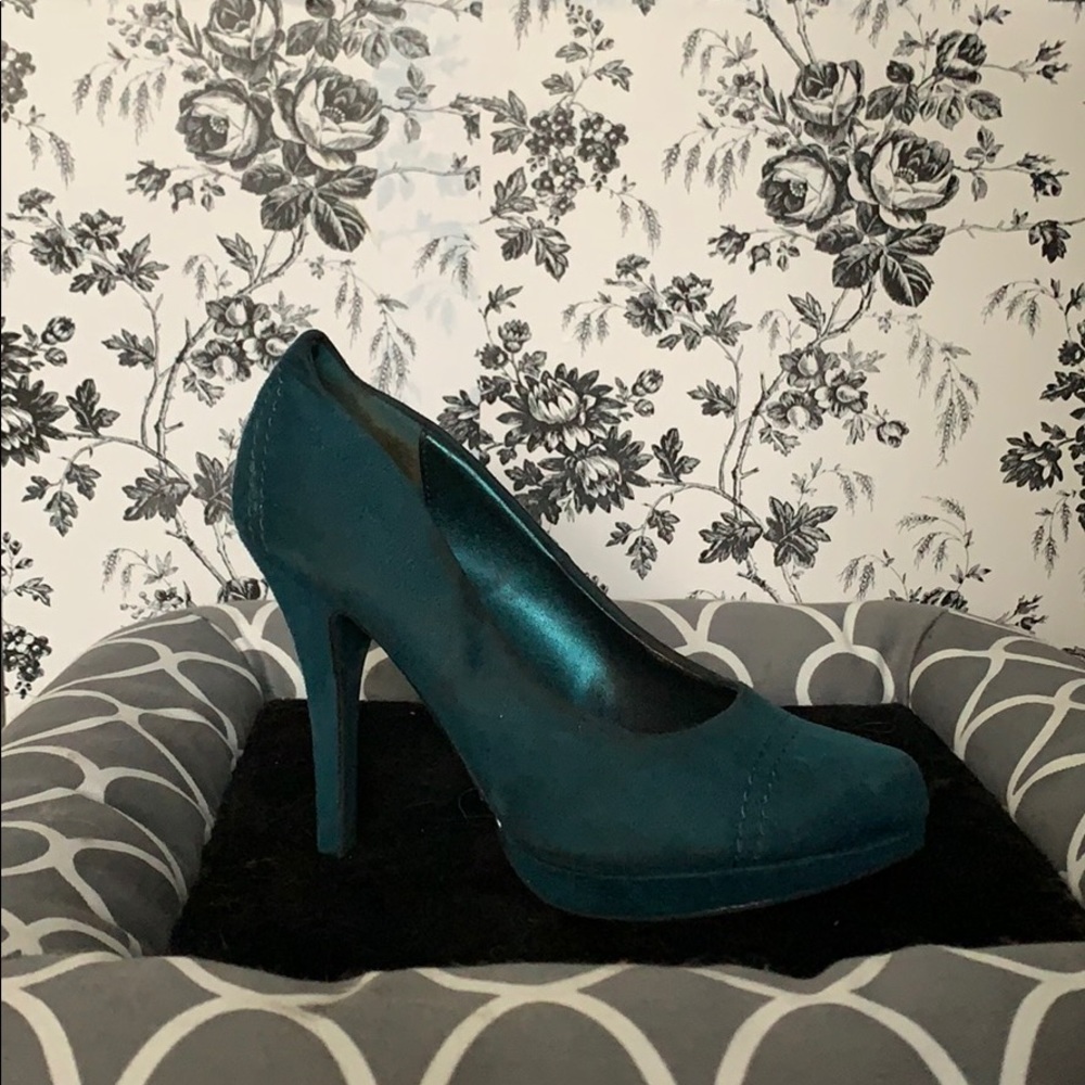 Teal Velour Heels
